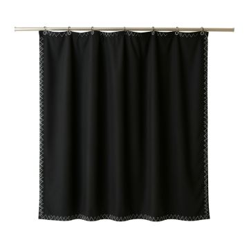 Harbor Edge Shower Curtain Hanging Flat From A Plain Rod - Black