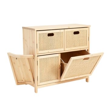 Oak Crest Freestanding Pull-Out Hamper Cabinet - Ivory