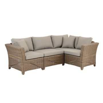 Hunstant Patio Outdoor Furniture 3 Piece Rattan Sofa Seating Group With Cushions