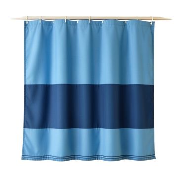 Brook Canyon Shower Curtain Hanging Flat From A Plain Rod - Blue