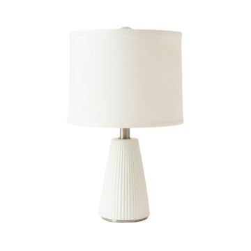 River Bluff Table Lamp With A Plain Fabric Shade - White