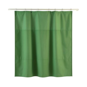 Heath Bend Shower Curtain Hanging Flat From A Plain Rod - Green