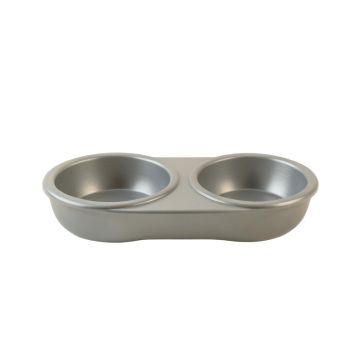Hazel Field Pet Feeding Stand With Two Plain Empty Bowls - Gray