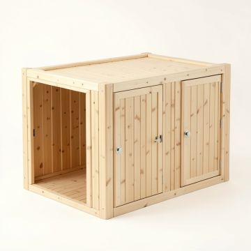 Meadow Bend Empty Furniture-Style Litter Enclosure - Beige (synthetic illustration; no displayed measurements)