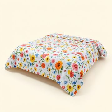 70S Party Party Flyer Inspired And Curved With Daisies Audio Cassette Tape Duvet Cover Set (synthetic illustration; no displayed measurements)