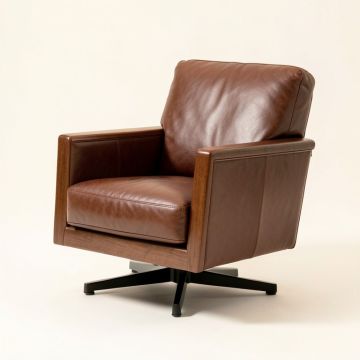 Landa 30 '' Wide Leather Match Swivel Armchair (synthetic illustration; no displayed measurements)