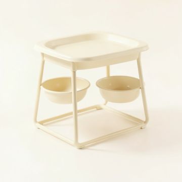 Aspen Falls Pet Feeding Stand With Two Plain Empty Bowls - Ivory (synthetic illustration; no displayed measurements)