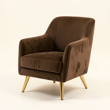 Modern Soft Velvet Material Brown Ergonomics Accent Chair (synthetic illustration; no displayed measurements)