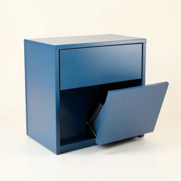 Elm Brook Freestanding Pull-Out Hamper Cabinet - Blue (synthetic illustration; no displayed measurements)
