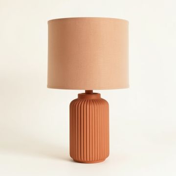 Rowan Dale Table Lamp With A Plain Fabric Shade - Terracotta (synthetic illustration; no displayed measurements)