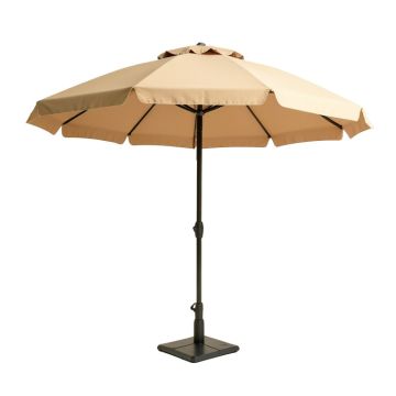10 Ft Outdoor Patio Umbrella Solar Powered Led Lighted Sun Shade Market Waterproof 8 Ribs Umbrella With Crank And Cross Base For Garden Deck Backyard Pool Shade Outside Deck Swimming Pool -Tan
