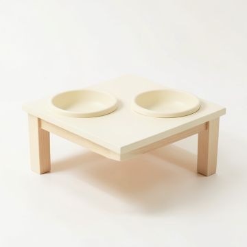 Summit Branch Pet Feeding Stand With Two Plain Empty Bowls - Cream (synthetic illustration; no displayed measurements)
