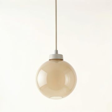 Reed Crest Pendant Light Suspended From One Plain Cable - Beige (synthetic illustration; no displayed measurements)