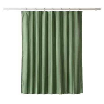 Aspen Bend Shower Curtain Hanging Flat From A Plain Rod - Green