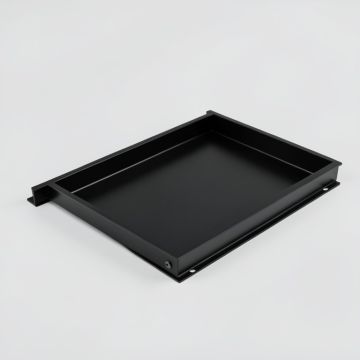 Brook Edge Empty Under-Desk Cable Tray - Black (synthetic illustration; no displayed measurements)