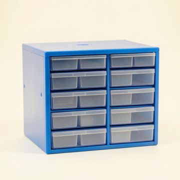 Vale Dale Small-Parts Storage Drawer Cabinet - Blue (synthetic illustration; no displayed measurements)