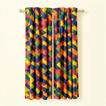 Colorful Geometric Room Darkening Rod Pocket Curtain Panels (synthetic illustration; no displayed measurements)