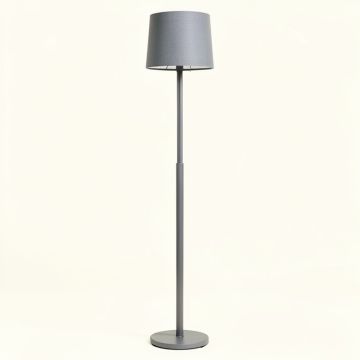 Flint Brook Floor Lamp With A Plain Fabric Shade - Gray (synthetic illustration; no displayed measurements)