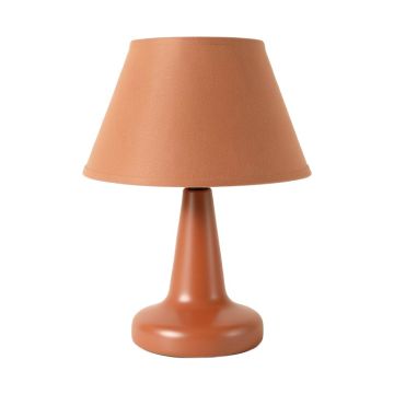 Aspen Brook Table Lamp With A Plain Fabric Shade - Terracotta