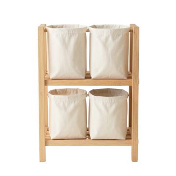 Harbor Brook Laundry Sorting Station With Plain Removable Bags - Beige