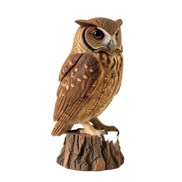 Tawny Owl On Stump Statue