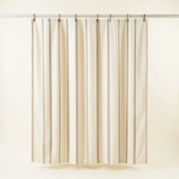 Dune Dell Shower Curtain Hanging Flat From A Plain Rod - Ivory (synthetic illustration; no displayed measurements)