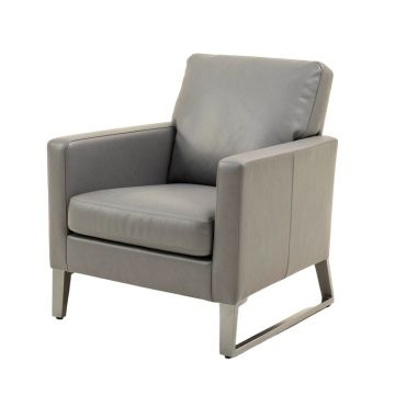 Alicyn Leather Metal Arm Chair In Gray
