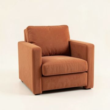 Elm Bridge Upholstered Armchair - Terracotta (synthetic illustration; no displayed measurements)