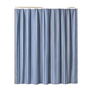 Alder Crossing Shower Curtain Hanging Flat From A Plain Rod - Blue