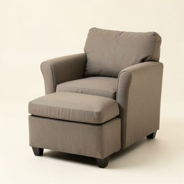 Kase 33.5 '' Wide Cotton Armchair And Ottoman (synthetic illustration; no displayed measurements)