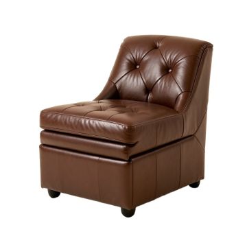 Schuster Tufted Leather Upholstered Stacking Side Chair In Brown