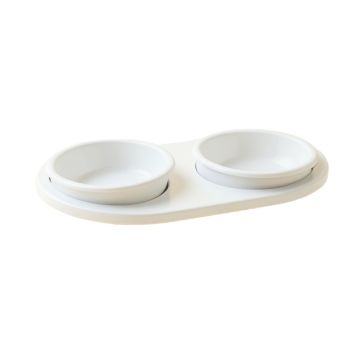Stone Canyon Pet Feeding Stand With Two Plain Empty Bowls - White