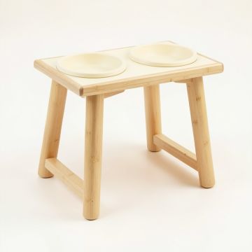 Elm Falls Pet Feeding Stand With Two Plain Empty Bowls - Cream (synthetic illustration; no displayed measurements)