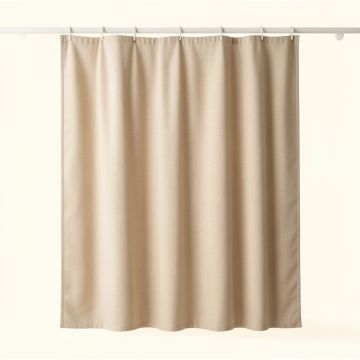 Brook Bridge Shower Curtain Hanging Flat From A Plain Rod - Beige (synthetic illustration; no displayed measurements)
