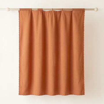 Olive Falls Shower Curtain Hanging Flat From A Plain Rod - Terracotta (synthetic illustration; no displayed measurements)