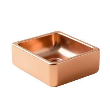 Imperial Jewel Rose Gold Vitreous China Rectangular Vessel Bathroom Sink