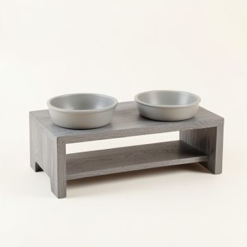 Clay Crest Pet Feeding Stand With Two Plain Empty Bowls - Gray (synthetic illustration; no displayed measurements)