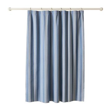 Field Branch Shower Curtain Hanging Flat From A Plain Rod - Blue