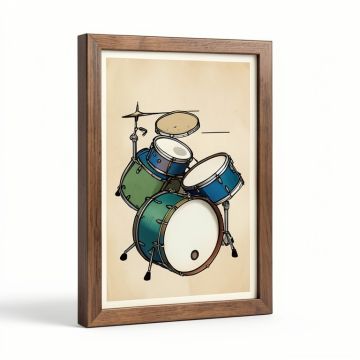 Multi-Color Drums On Music Sheet # 2 - Graphic Art Print (synthetic illustration; no displayed measurements)