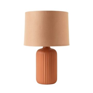 Pine Crest Table Lamp With A Plain Fabric Shade - Terracotta