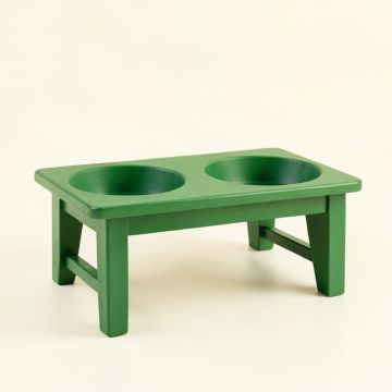 Spruce Bluff Pet Feeding Stand With Two Plain Empty Bowls - Green (synthetic illustration; no displayed measurements)