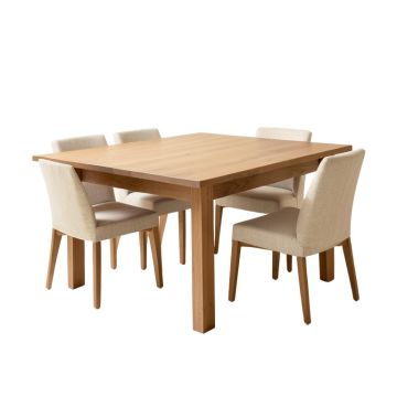 Hakana Butterfly Leaf Rubberwood Solid Wood Dining Set