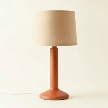 Elm Crossing Table Lamp With A Plain Fabric Shade - Terracotta (synthetic illustration; no displayed measurements)