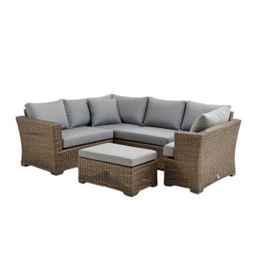 Areswell Outdoor Furniture Conversation Set Warm Gray 7-Piece Rattan Sofa Seating Group