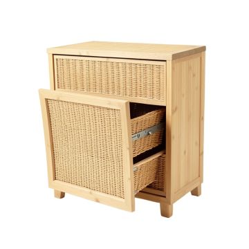 Bay Bend Freestanding Pull-Out Hamper Cabinet - Beige