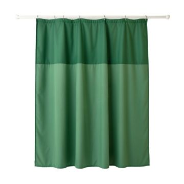 Oak Bluff Shower Curtain Hanging Flat From A Plain Rod - Green