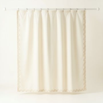 Meadow Falls Shower Curtain Hanging Flat From A Plain Rod - Cream (synthetic illustration; no displayed measurements)