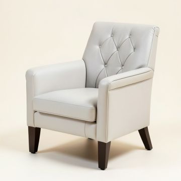 Josef Tufted Upholstered Arm Chair In White/Grey (synthetic illustration; no displayed measurements)