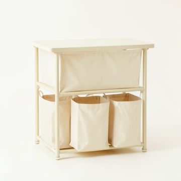 Laurel Bluff Laundry Sorting Station With Plain Removable Bags - Cream (synthetic illustration; no displayed measurements)