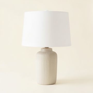 Clay Bend Table Lamp With A Plain Fabric Shade - White (synthetic illustration; no displayed measurements)